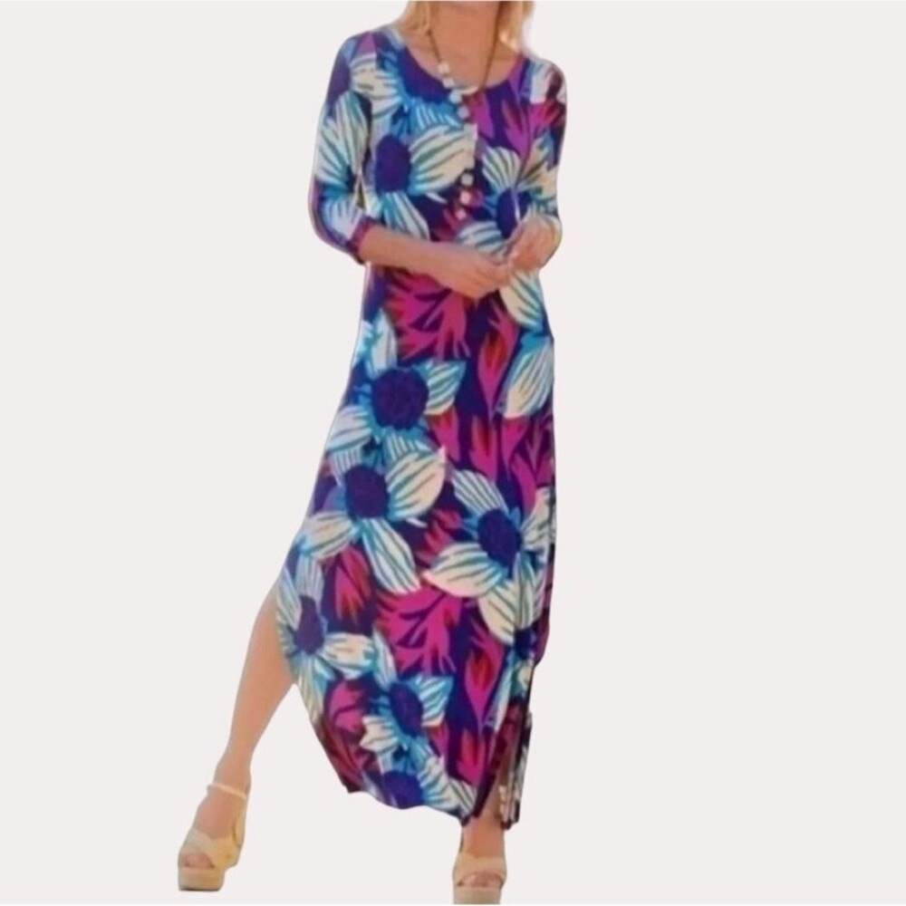 Soft Surroundings Serena Jersey Knit Floral Maxi Dress Size 1X